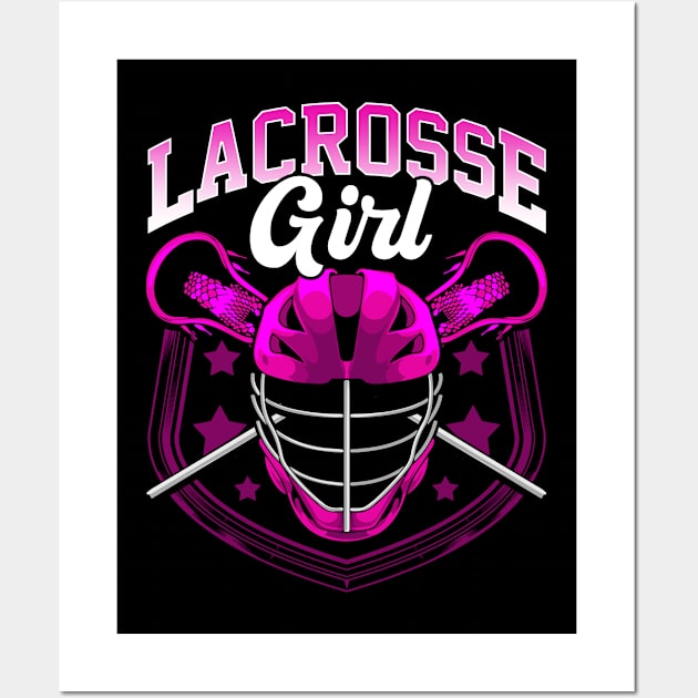 Lacrosse Girl Women Cute Lacrosse Gift Design Wall Art by Dr_Squirrel